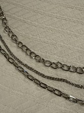 Steve Madden Womens Waist Multi Chain Belt Silver Adjustable Belt 27-45 Boho