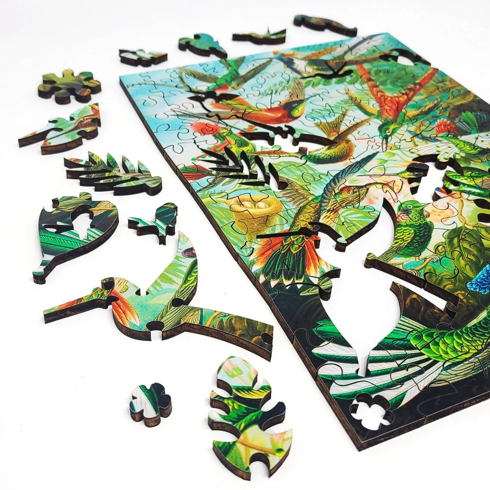 Wooden Jigsaw Puzzle for Adults by FoxSmartBox - 145 Pieces - Hummingbirds - Image 2 of 4