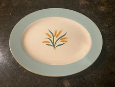 INTERNATIONAL D.S. CO ALLIANCE OHIO VIKING Wheat Blue Aqua oval Serving Platter￼