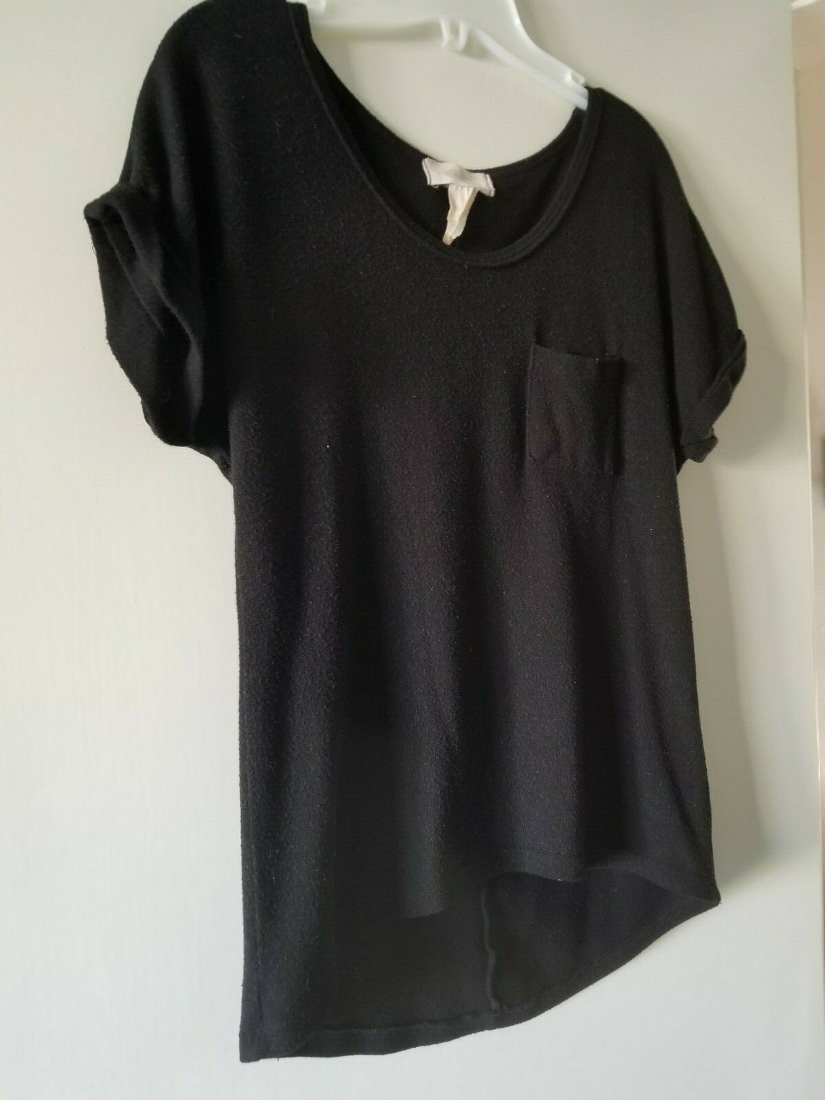 Blushed Basic Solid Black Short Sleeve Blouse wit… - image 5