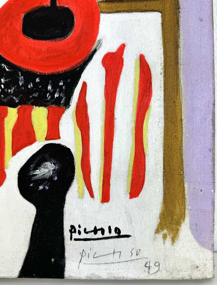 Pablo Picasso アクリル・ガッシュ作品 Pablo Picasso (Handmade) Oil On Canvas Signed & Stamped