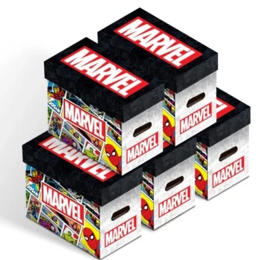 📦 MARVEL GRAPHIC SHORT BOX COMIC BOOK 5 PACK AUFBEWAHRUNGSBOXEN - WÄHLEN SIE EIN DESIGN - Bild 1 von 2
