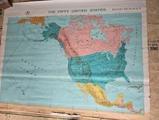 Vintage 3.5'X4.10' The Fifty United States Rand McNally Co. Map