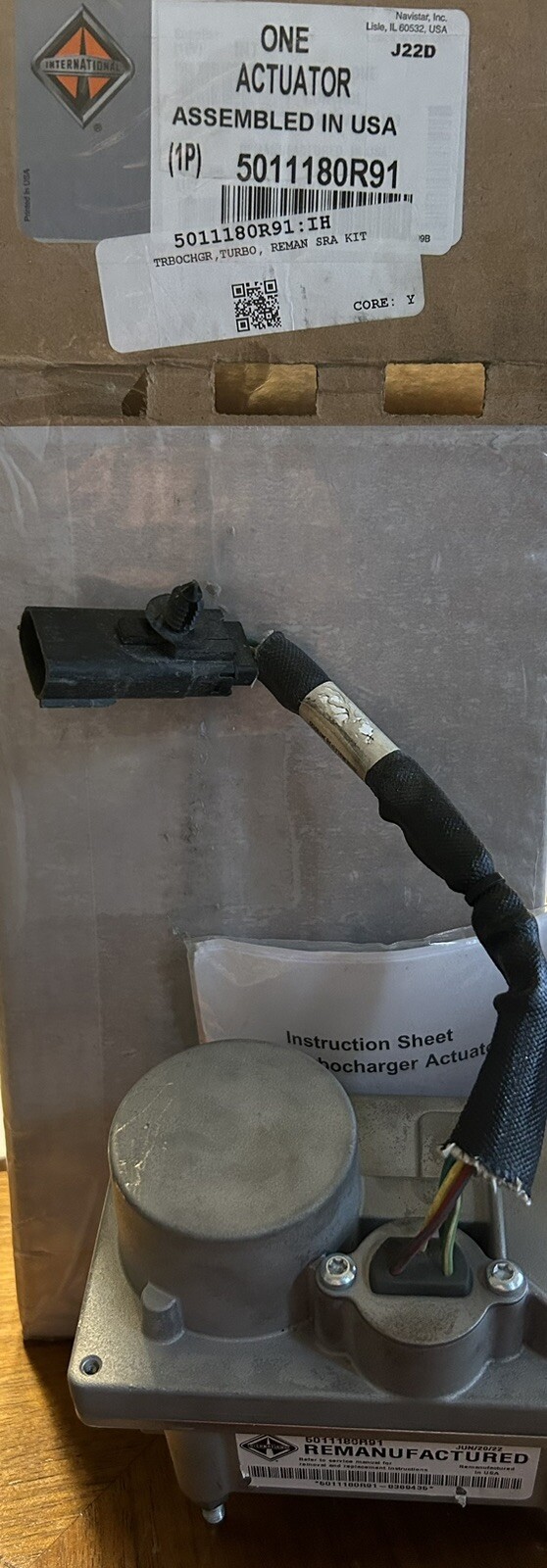 International Actuator Kit for Turbocharger - Remanufactured New in Box 5011180R91