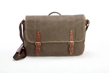 New KORCHMAR F3197 Olive Waxed Canvas Messenger Briefcase Bag $350