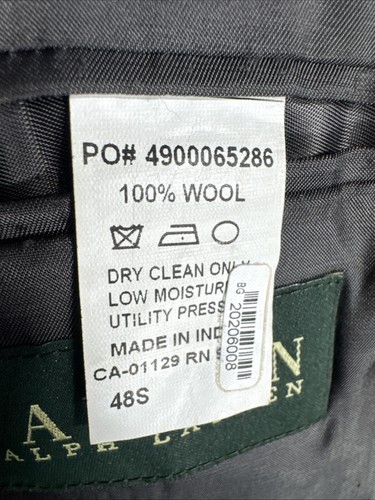 @ Lauren Ralph Lauren 48S grau Nailhead Wolle Karo kurze Arme 43x27 2 Teiler Anzug - Bild 9 von 16