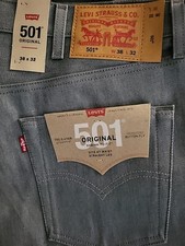 Levis 501 Sz 38x32 Shrink To Fit Button Fly Jeans Straight Leg Color Gray BNWTS