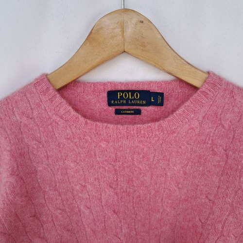 Maglione Polo Ralph Lauren 100% Cashmere rosa taglia M da donna a trecce - Foto 3 di 4
