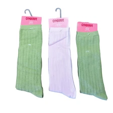 Gymboree Girls Socks Sz 5-7 Yrs NWT Pale Pink & Green 3 Pairs New Old Stock