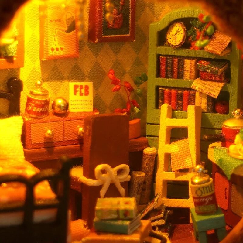 DIY Cuteefun Miniature House 3D Wooden DollHouse Craft Kits for Adults