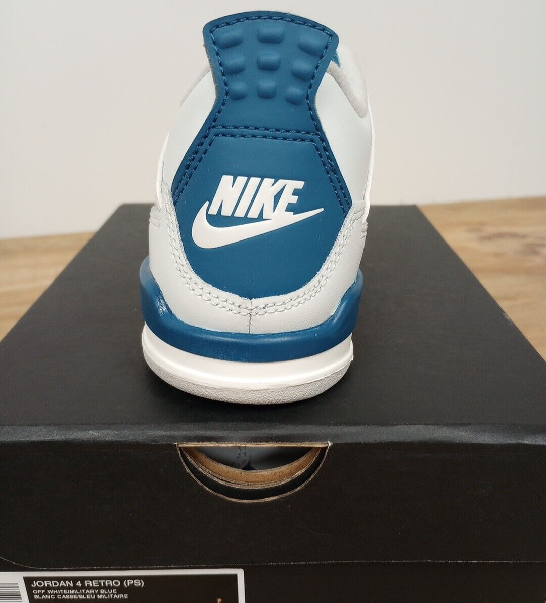 Jordan 4 Retro Pre School Off White Military Blue Sneakers BQ7669
