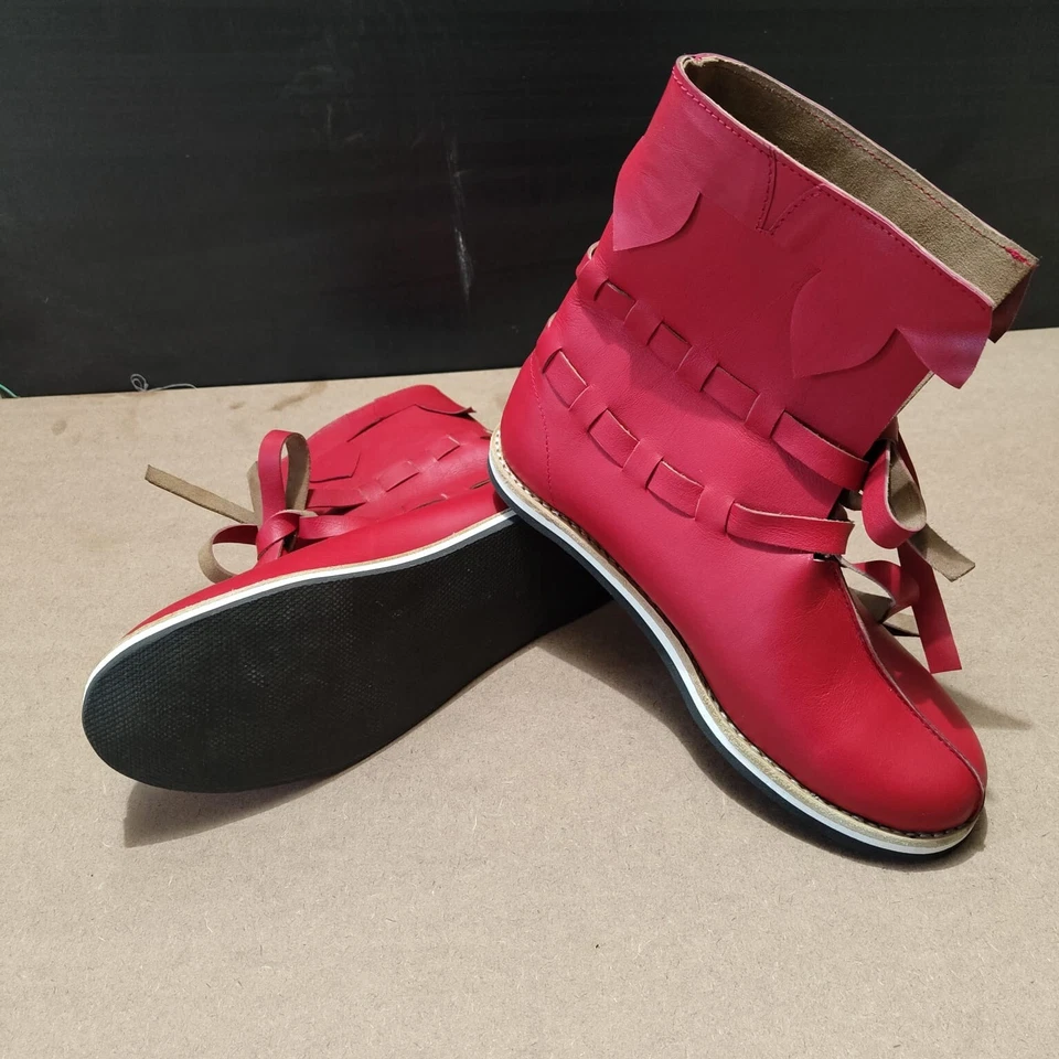 Zapatos de cuero real botas vikingas medievales renacentistas LARP botas de combate SCA Foto 4 de 4