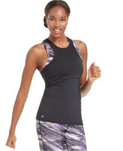 NWT Ideology Mesh Inset Tank Top Black Noir XS Org $39.50 - Picture 4 of 4