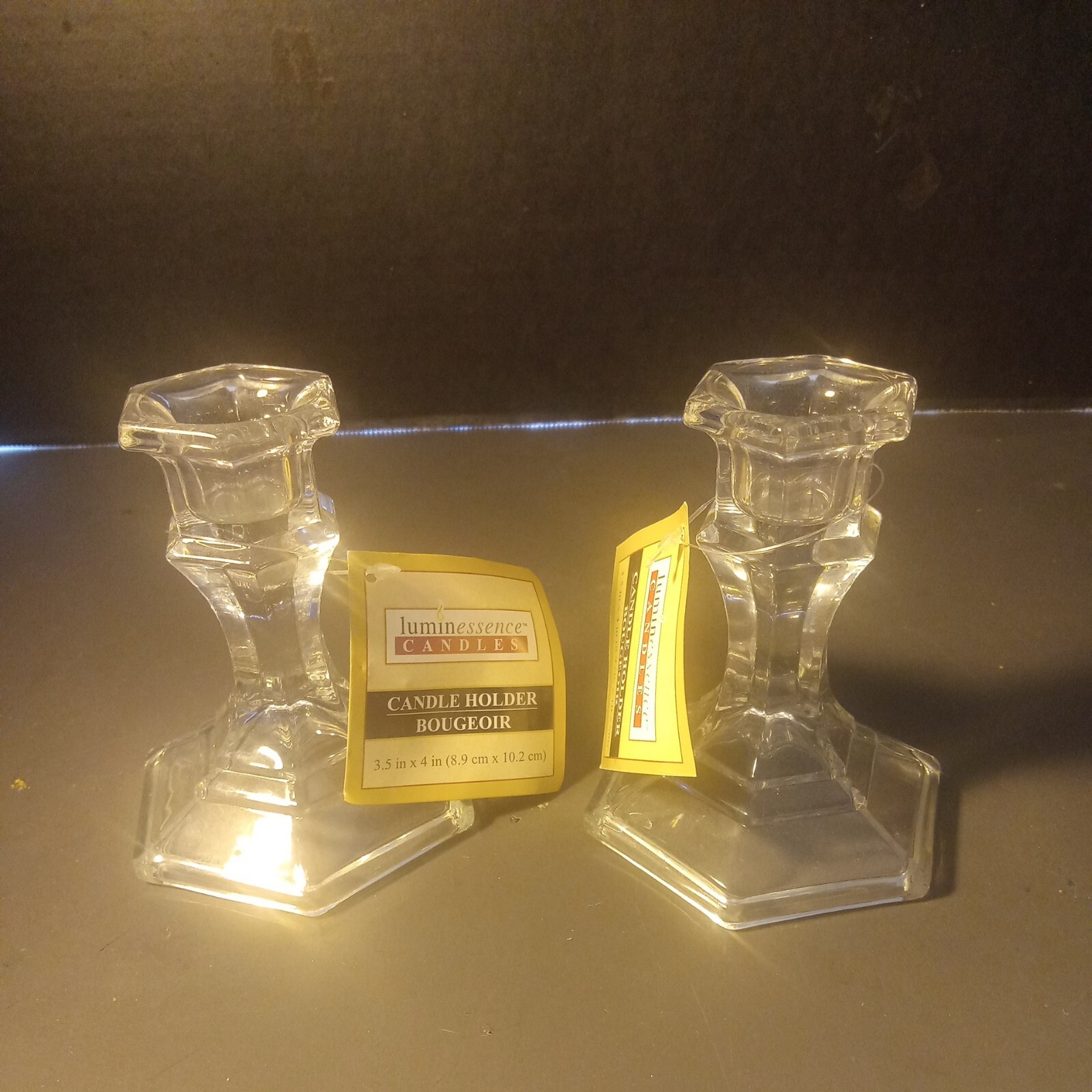 Set of 2 Luminessence Glass Candle Holders 4 inch eBay