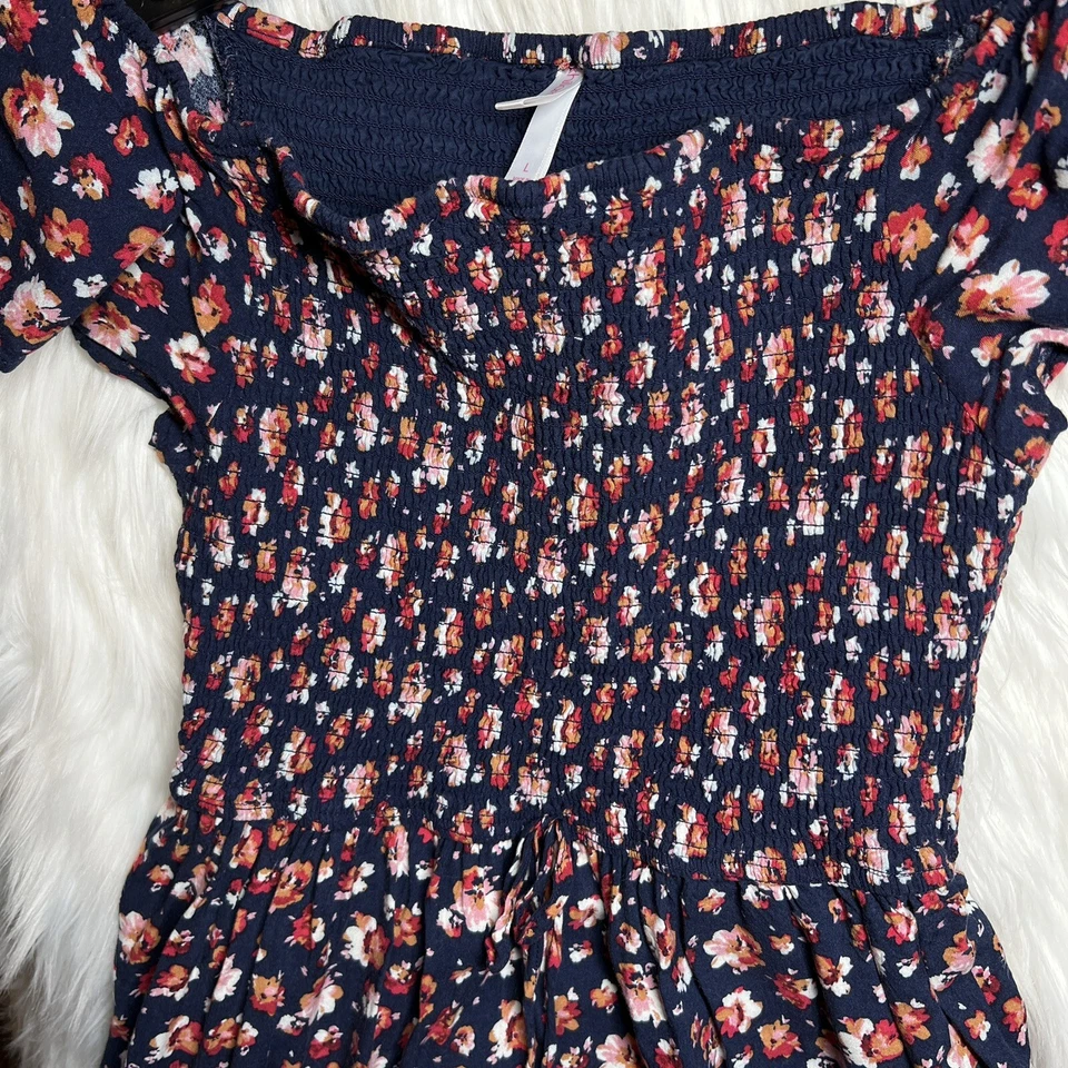 Xhilaration Juniors Niñas Vestido Sol Talla Grande Azul Estampado Floral Foto 3 de 4