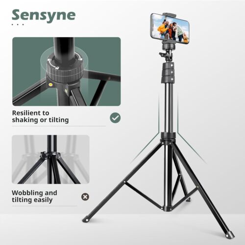 72" Phone Tripod & Selfie Stick, Extendable Cell Phone Tripod Stand with Wireles - Picture 5 of 6