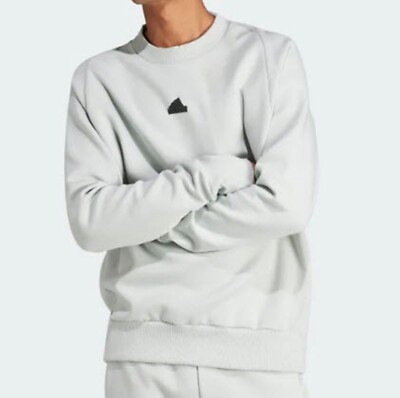 Adidas Men ZNE Premium Sweat-Shirts Run Silver Athletic Top Tee