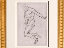 Lord Leighton Vintage Male Nude Drawing Old Master Academic classical English