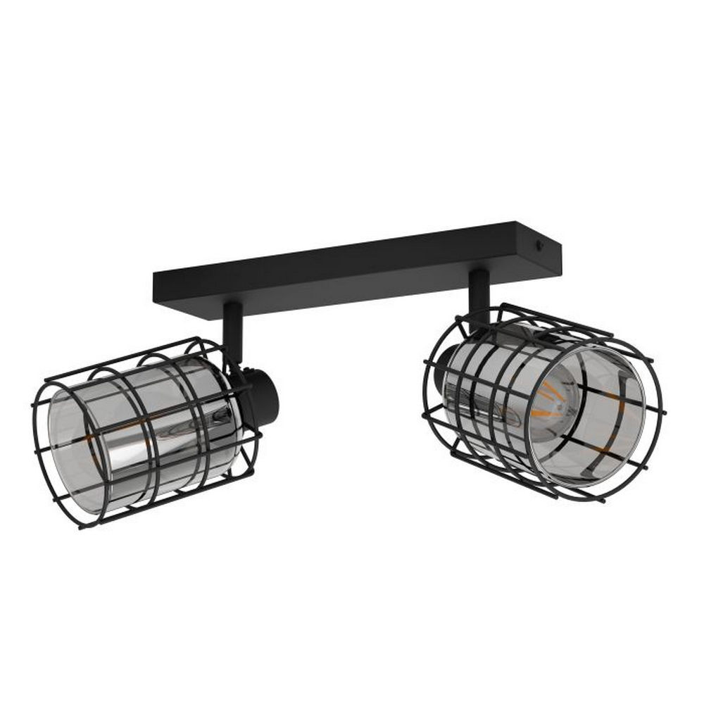 Eglo Consaca Plafoniera 2 Faretti Nera Griglia | Illuminazione Industriale