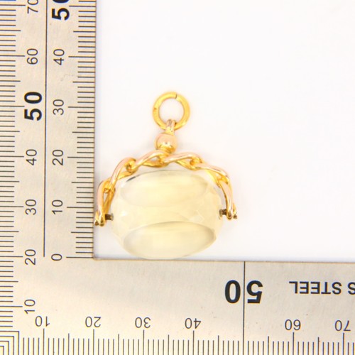 Antiguo hilandero de citrino de oro de 9 quilates - Colgante llavero de oro amarillo con sello - Imagen 12 de 12