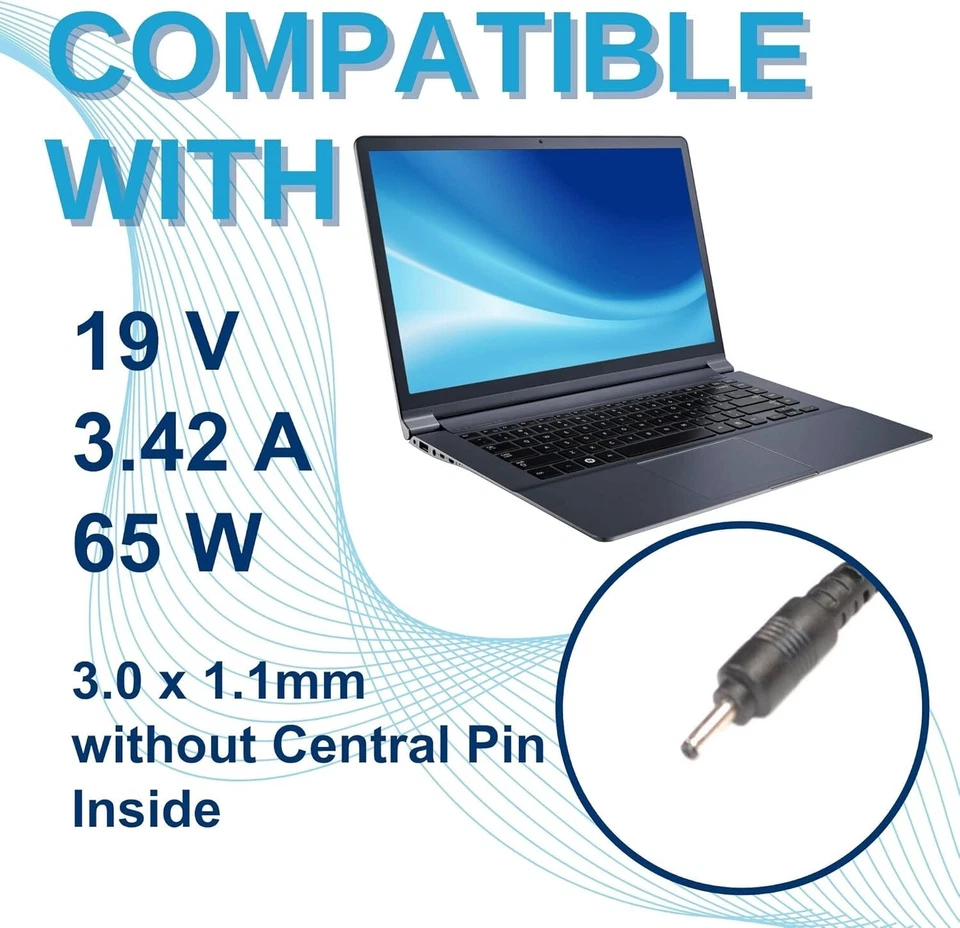 Cargador adaptador de CA HQRP para Acer Aspire P3 S3 S5 Chromebook C720 TravelMate X313 Foto 3 de 4