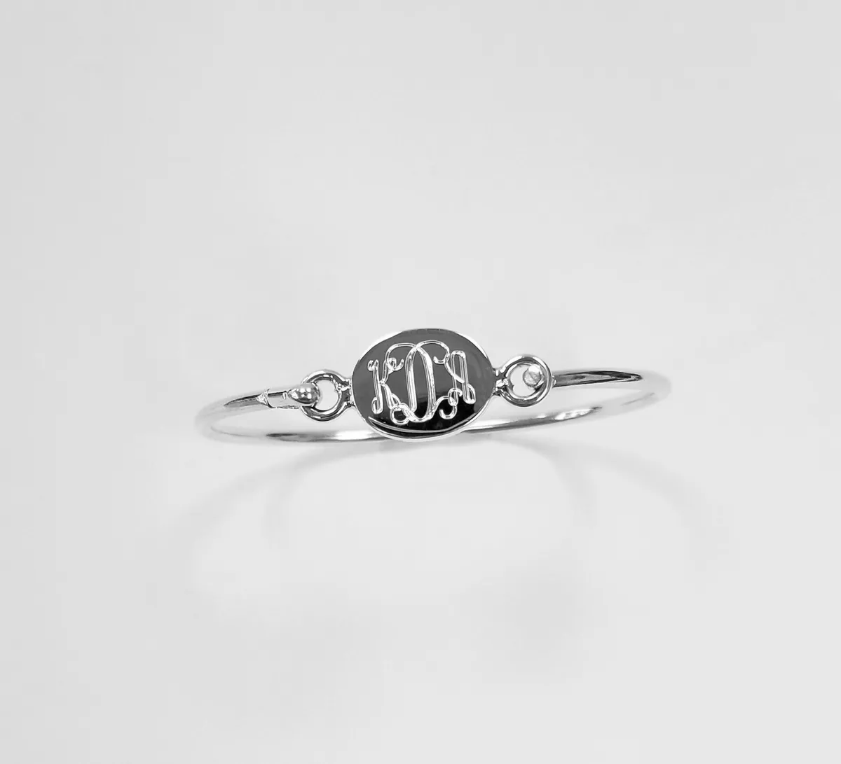 Sterling Silver Oval Monogrammed Initials Bracelet