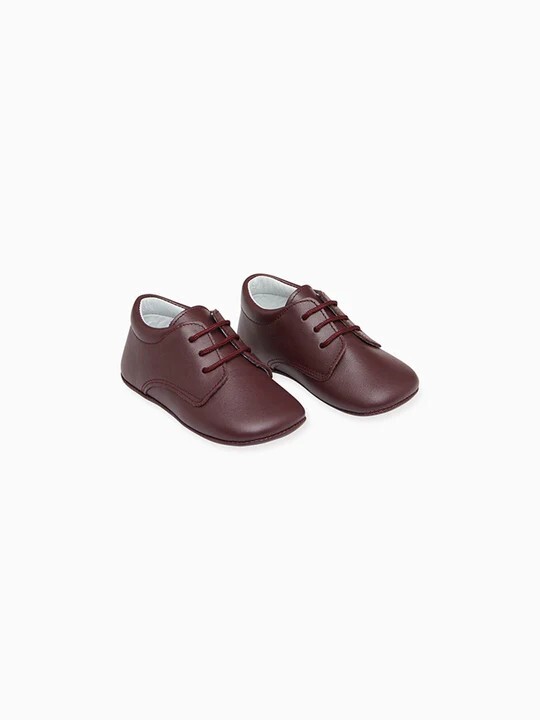 La Coqueta Burgundy Leather Baby Booties Size 18 NEW