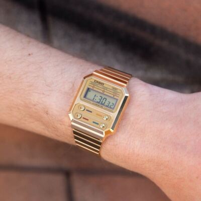 Casio A100WEG-9A Vintage Collection Gold Ion Plated Digital Retro