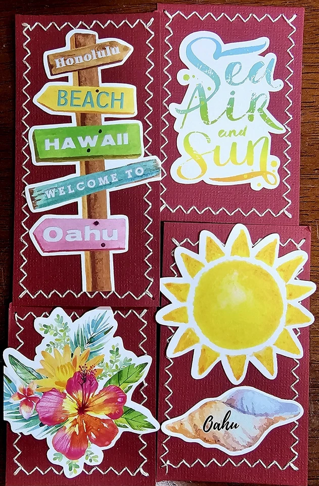 Juego de página/estera cosida prefabricada para álbum de recortes - 12 piezas: Oahu Foto 2 de 4