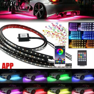 4x 5050 RGB LED Strip Under Car Tube Underglow Underbody System Neon Lights Kit