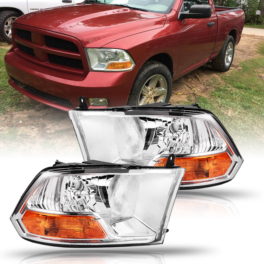 Headlights For 2009-2012 Dodge Ram 1500 2500 3500 Chrome Clear Head Lamp 2SE EXA