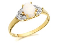 F. Hinds Womens Ladies Jewellery 9ct Yellow Gold Opal And Diamond Ring F. Hinds Womens Ladies Jewellery 9ct Yellow Gold Opal And Diamond Ring
