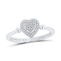 10K WeißGold Original Rund Diamant Damen BüNdel Herz Halo Ehering 1/10 Karat
