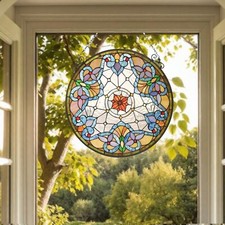 Tiffany Style Stained Glass Suncatcher Window Panel Elegant Flower 24in