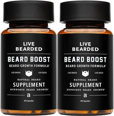 Live Bearded Beard Boost - Beard Growth Vitamins for Men with Biotin, Collagen