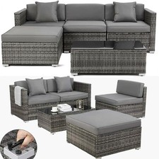 Rattan Garden Furniture 5 Piece Chairs Coffee Table Cushions Set Outdoor Patio