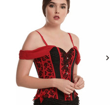 Hot Topic Red Black Roses Corset Size Small NWT Goth Renaissance Faire