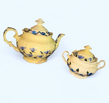 Ceramic Floral Tea Set Teapot Sugar Bowl w/ Lids 30oz 1970s No. 2940
