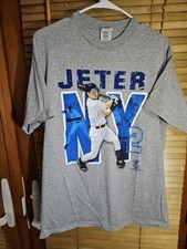 Vintage Y2K 2007 New York Yankees Derek Jeter Player Promo Tee T Shirt Men's L