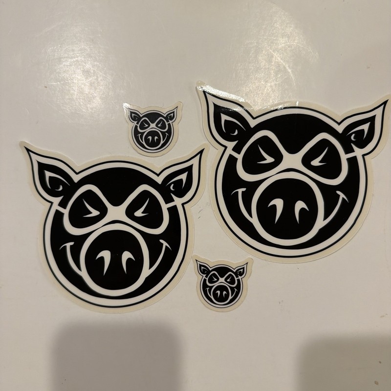 Pig Wheels Pig Head Logo Skateboard Decal Bumper Sticker Set Of 4