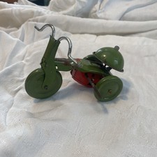 Vintage Wind Up Tricycle Tin Litho Green Works