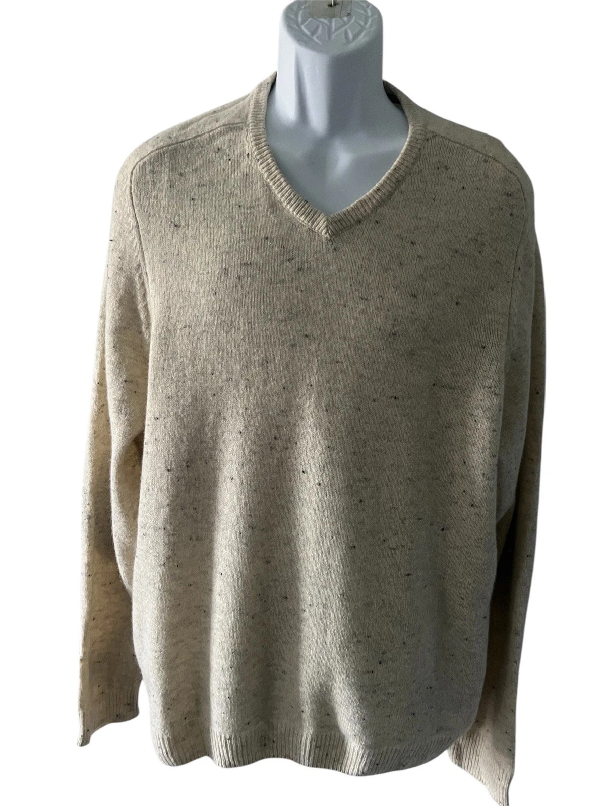 Tasso Elba Men's Pullover Sweater V-Neck Elbow Patch Lambswool Size XL