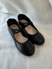 Capezio Tap Dance Shoes Toddler size 9M  Black Patent w/elastic strap