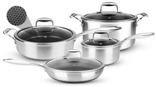 NutriChef 8-Piece Triply Cookware Set 8 piece set, Stainless Steel
