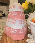 MINT RARE Vintage Pyrex Pink Gooseberry Cinderella Nesting Bowl Set of 4