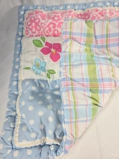 Pottery Barn Kids Patchwork Euro Sham Pastel Quilted Padded 26x26 Pillow Cover