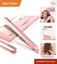 Hair Straightener 1 Inch Flat Iron- 2-in-1 Ceramic Straightens  Curls for Tr...