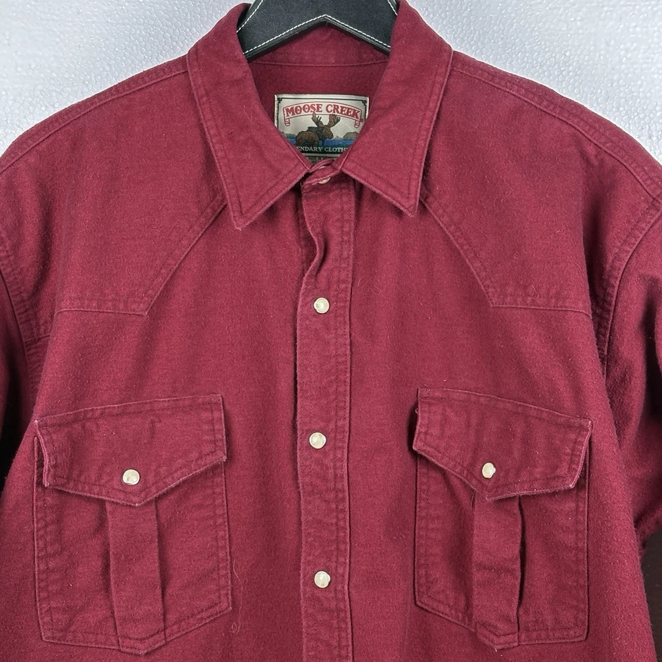 Vintage Moose Creek Chamois Shirt Mens XL Red Heavy Flannel Western Long Sleeve - Image 3 of 4