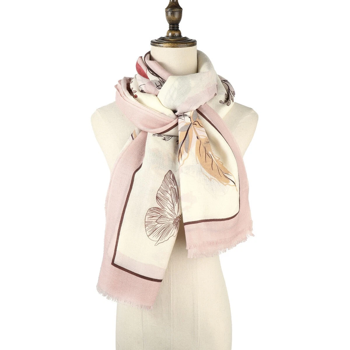 Women's Merino Wool Scarf Soft Warm Natural Breathable Scarf (Floral, Pink)
Opens in a new window or