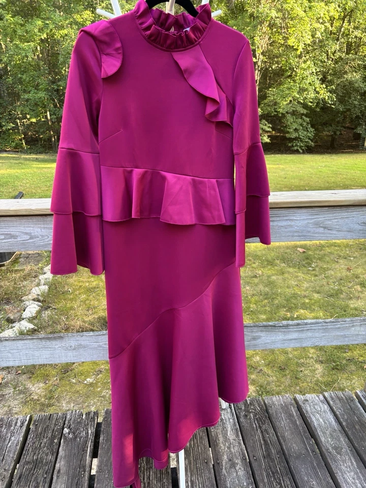 Hope Morgan женщин длинным рукавом высоты шеи макси платье розовый маленький оборки Belle - Изображение 2 из 4